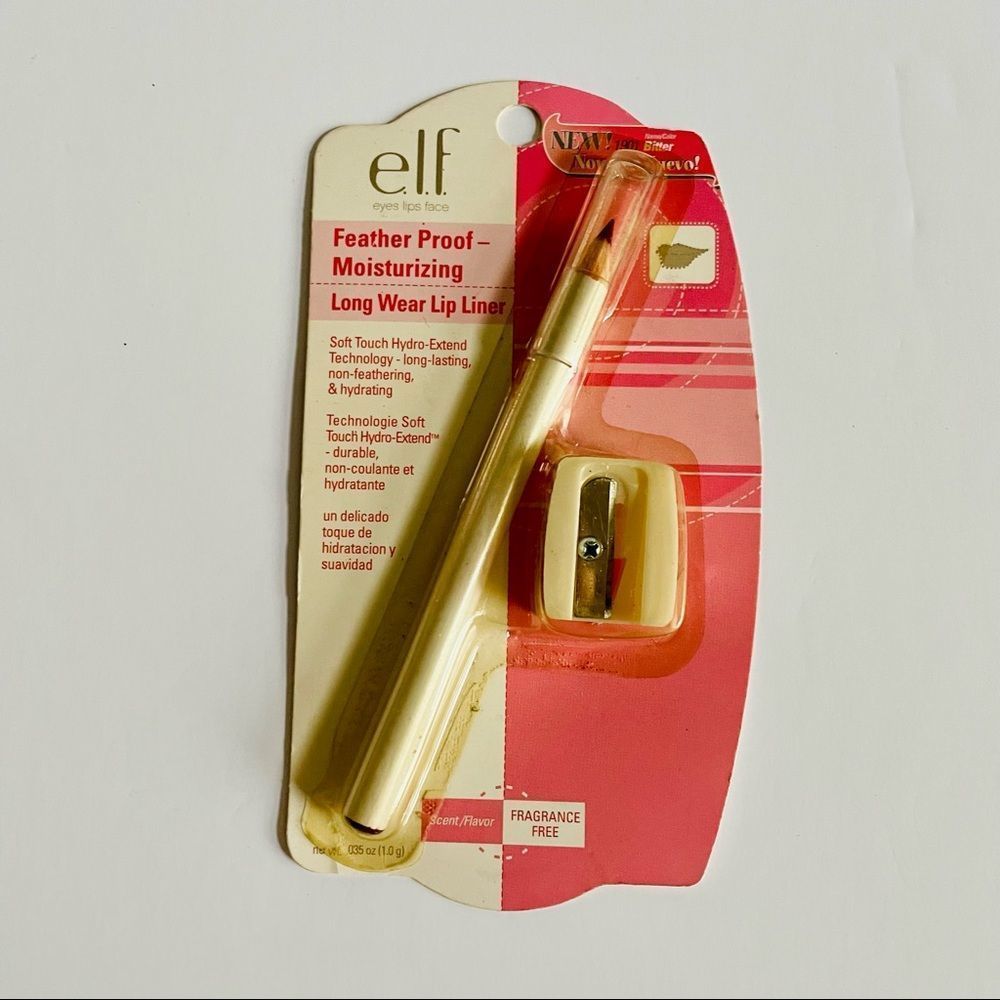 e.l.f Cosmetics long wear lip liner 1901 shade "bitter" and pencil sharpener
